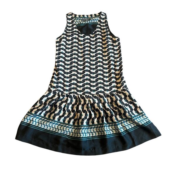 Cotelac Fun Print Fit N Flare Dress Sleeveless Shift Satin Bohemian Size 6 Women - Picture 1 of 12